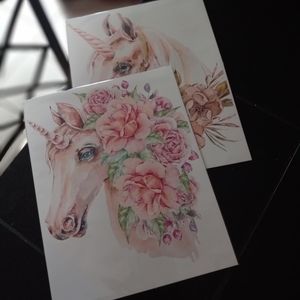 2 Floral Unicorn Art Prints